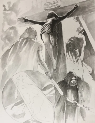 Comic Cover Sketch Ink on Paper