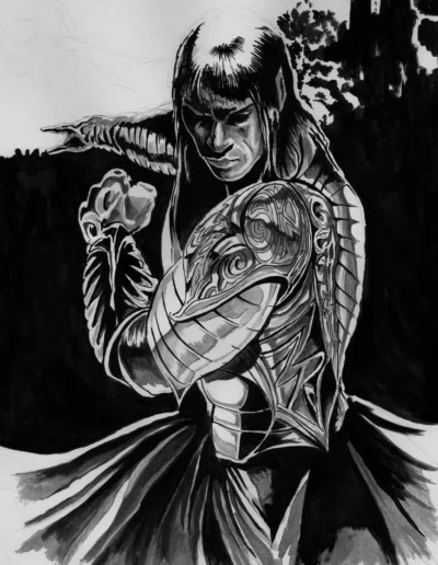 Ink on Paper Mysterious Warrior