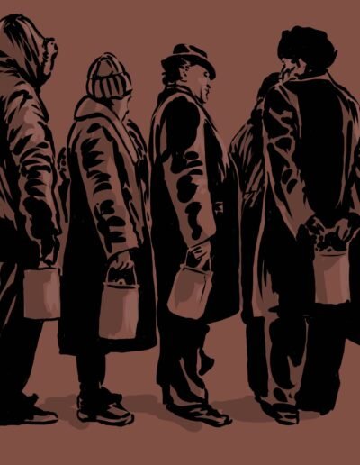 Socialism Waiting in Line Digital Illustration